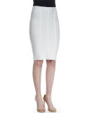 Bandage Knit Pencil Skirt, Alabaster