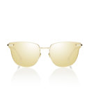 Pharaoh Square Mirrored Sunglasses, Gold