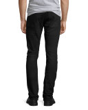 Seamed Motorcycle Skinny Jeans, Blue-Black