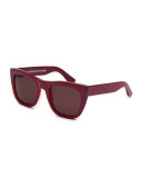 Gals Square Sunglasses, Metallic Red