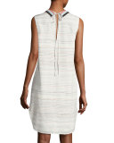 Pascal Sleeveless Scribble-Print Silk Dress, White