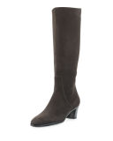 Suede Side-Zip Knee Boot
