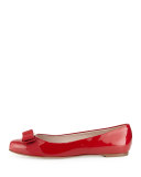 Varina Patent Bow Ballerina Flat, Rosso (Red)