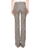 Serge Floral-Print Boot-Cut Pants, Black/Natural White