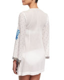 Blue Pebble Embroidered Kimono Coverup