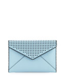 Leo Perforated Envelope Clutch Bag, Sky