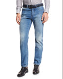 Light Wash Luxe Denim Jeans, Blue