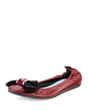 Bow Leather Ballerina Flat, Garnet