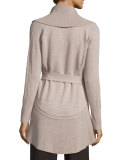 Alessandra Mixed-Stitch Belted Cardigan, Oatmeal Melange