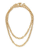 24k Yellow Gold Plated Tudor Chain Necklace, 36"L