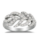 18K White Gold & Diamond Feather Ring, Size 7