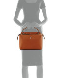 DOTCOM Medium Leather Satchel Bag, Bark/Bubblegum