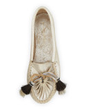 Lois Horsehair Tassel Moccasin, Silver/Black