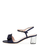 monne too satin bow sandal, navy