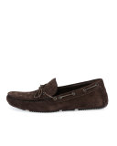 Suede Woven-Front Driver, Chocolate