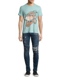Graffiti Moto Skinny Jeans, Blue