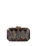 Sara Faceted Shell Minaudiere, Black/Violet
