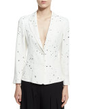 Paint Splatter Two-Button Blazer, Black/White