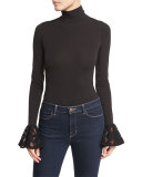 Estrella Long-Sleeve Bodysuit, Black