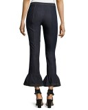 Celia Denim Bell-Bottom Skinny Pants, Indigo