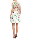 Strapless Floral-Lace Cocktail Dress, White/Multi
