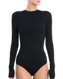 Enigma Long-Sleeve Bodysuit, Black