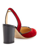 Kitty Velvet 75mm Slingback Pump, Red/Black