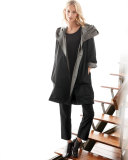 Silk Jersey Long-Sleeve Tunic, Black