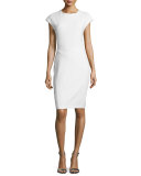 Cap-Sleeve Paneled Pencil Dress, Winter White