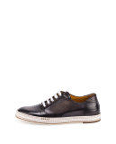 Playtime Perforated Leather Sneaker, Dark Gray
