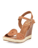 Clare Rope Wedge Sandal, Cognac