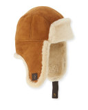 Shearling Fur Trapper Hat, Chestnut
