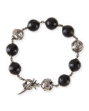 18K Black Gold Faceted Onyx Bracelet with Diamonds