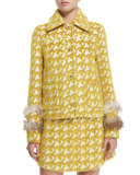 Fur-Trim Houndstooth Jacket 