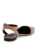 Lauren Suede Ankle-Wrap d'Orsay Flat, Truffle