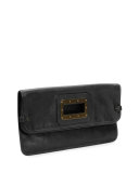 Granada Leather Clutch Bag, Black