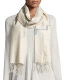 Silk Jamdani Steps Scarf, Pebble