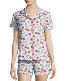 Sweet Cherry Printed Shorty Pajama Set