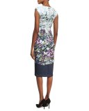 Tiha Entangled Enchantment Floral Sheath Dress, Blue