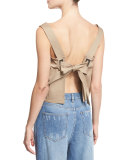 Sleeveless Open-Back Top, Tan