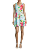 Floral-Print Fit-&-Flare Dress, Multi Colors