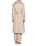 Double-Breasted Belted Trenchcoat, Beige