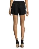 Delavina Shirred Shorts, Black