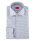 Box-Check Dress Shirt, Blue/Tan