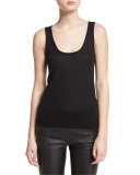 Scoop-Neck Cashmere Tank, Black