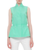 Sleeveless Drawstring-Waist Blouse, Spearmint
