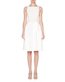 Sleeveless Fit-&-Flare Dress, White