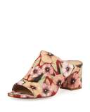 Ellis Basic Floral Lizard Mule, Orange/Red