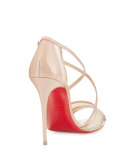Slikova Patent Mesh Red Sole Sandal, Nude