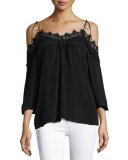 Fleur Lace-Trim Cold-Shoulder Top